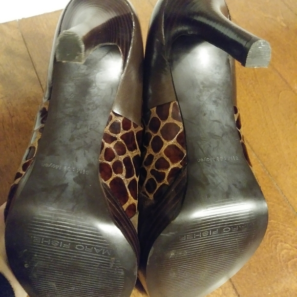 Marc Fisher suede & animal print platform heels Sz 8.5 - Picture 5 of 8